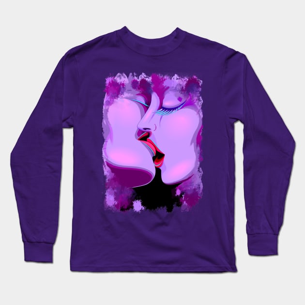 Lovers Kiss Ultraviolet Love Romance Long Sleeve T-Shirt by BluedarkArt